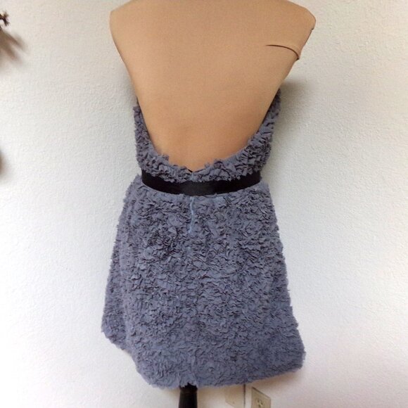 NWT Urban Outfitters Quail Grey Silk Ruffle Dress with Black Belt - Picture 5 of 6